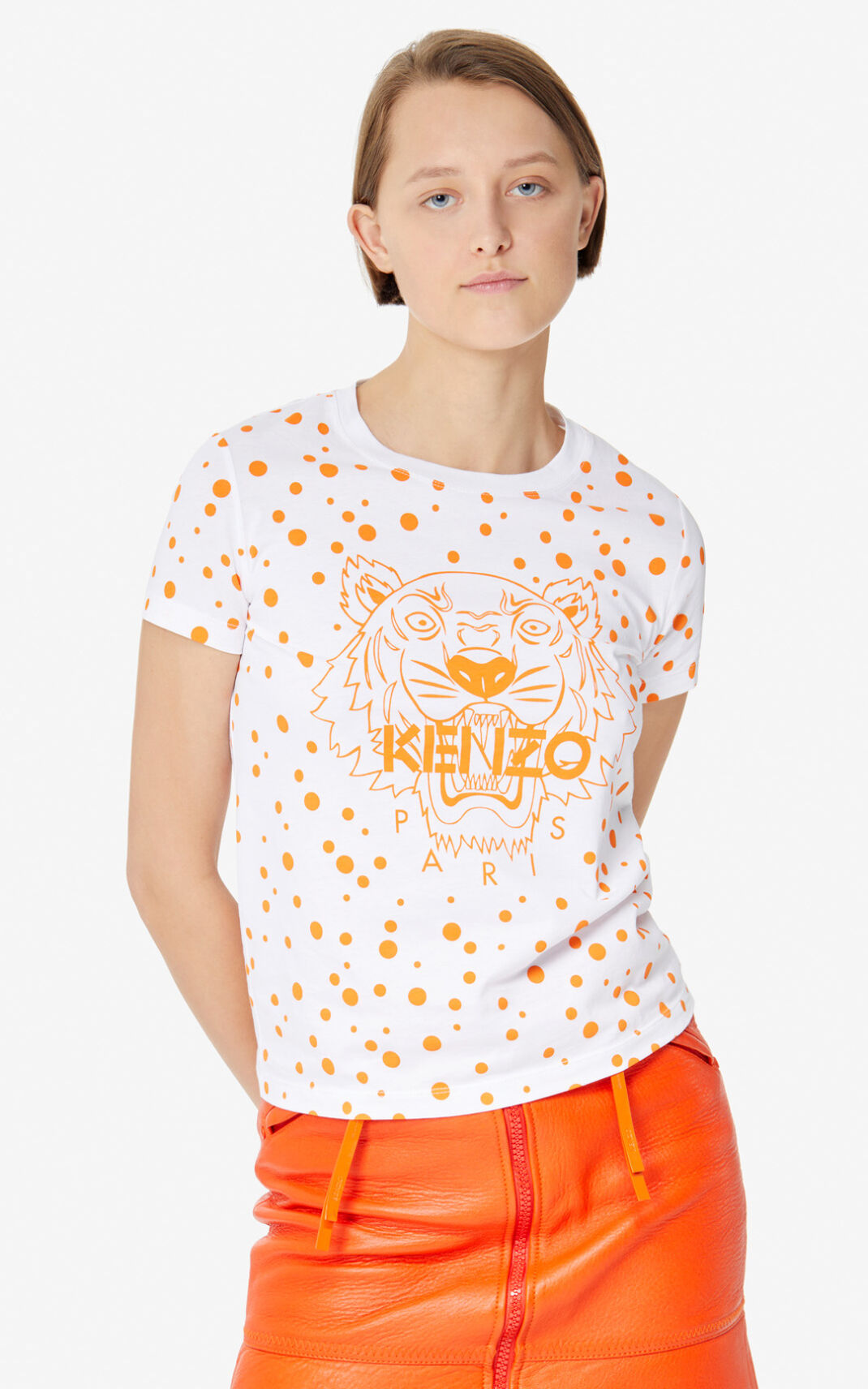 T Shirt Kenzo Dots Tiger Femme Orange Foncé | QJMH-35194